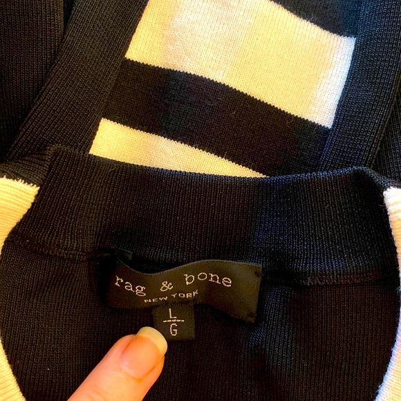 Rag & Bone Wool Blend Striped Asymmetrical Pullover Sweater Top - Picture 11 of 14